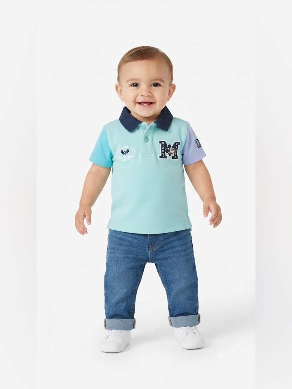 GAP Mint Colorblock Polo with Navy Collar